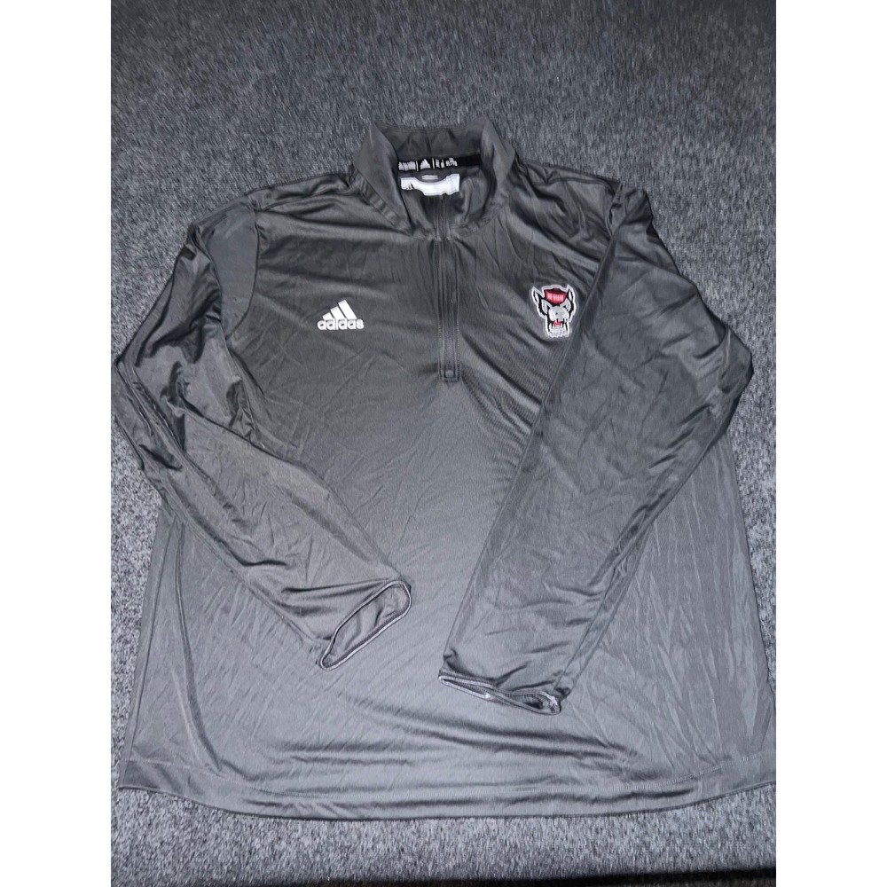 Adidas NC State Wolfpack Gray Quarter Zip Pullover Mens XL Performance Shirt